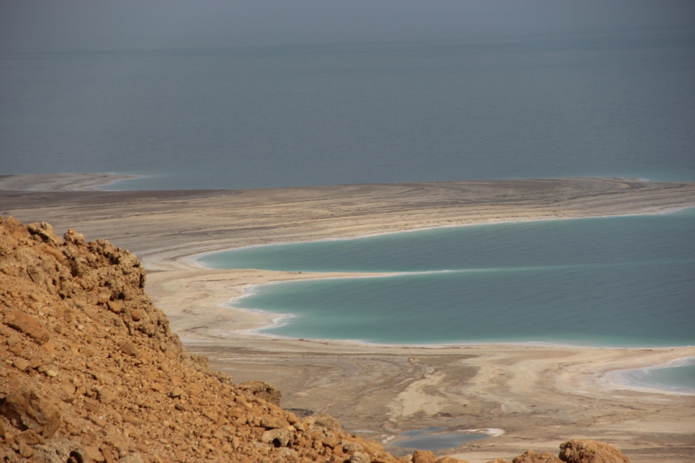 A view of the Dead Sea from the road.